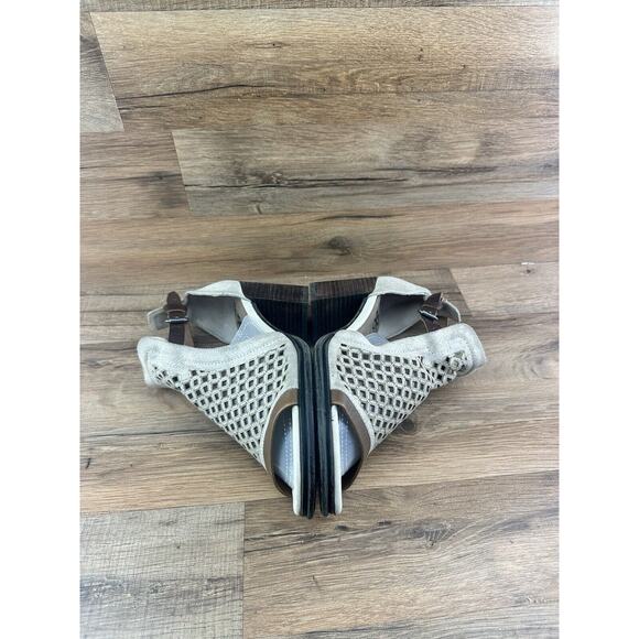 OTBT Metaphor Taupe Stone Leather Open Toe Block Heel Sandal Bootie Sz 10 - Picture 4 of 9